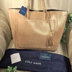 NWT Cole Haan Natalie Large Bronze Metallic Tote